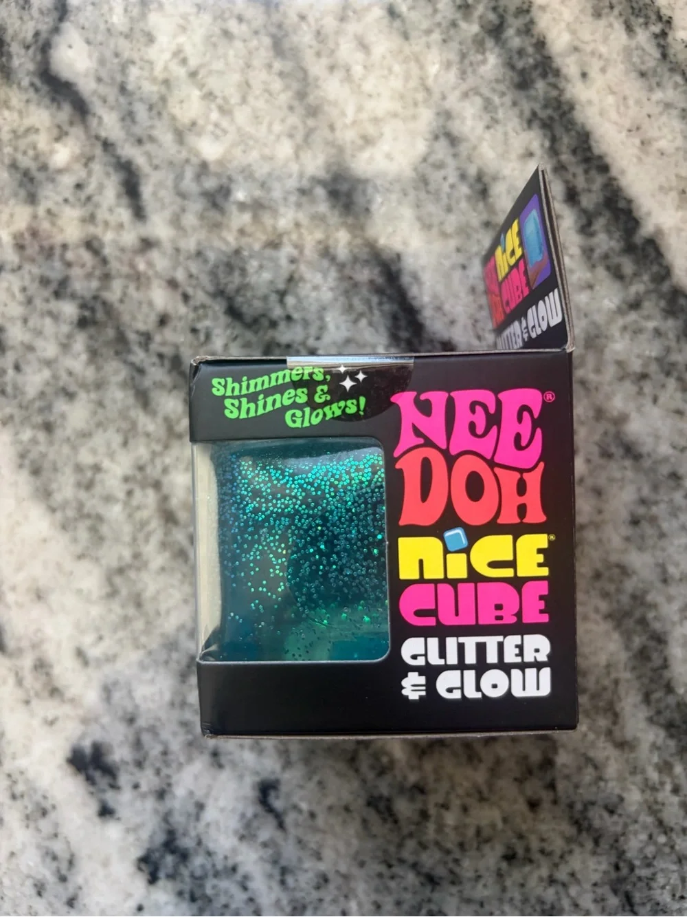 Nee Doh Nice Cube Glitter & Glow Super Blue Cube NEW Sealed Authentic NeeDoh